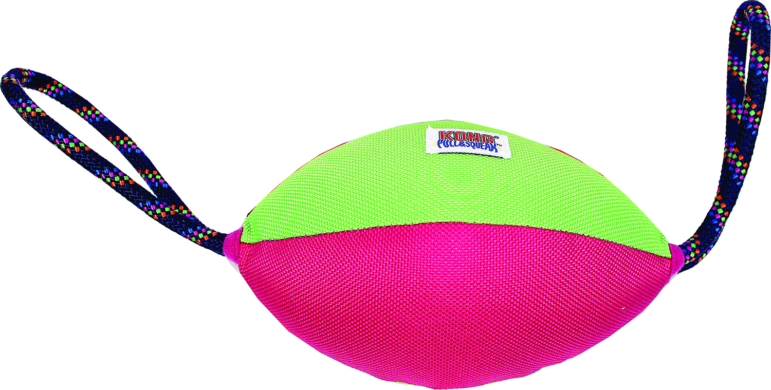 PULL-N-SQUEAK FOOTBALL DOG TOY