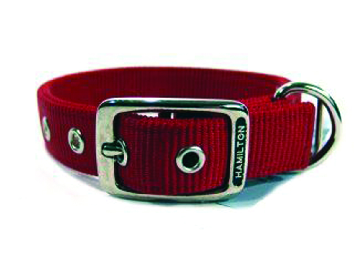 Deluxe Double Thick Nylon Collar - Red - 1" X 18"