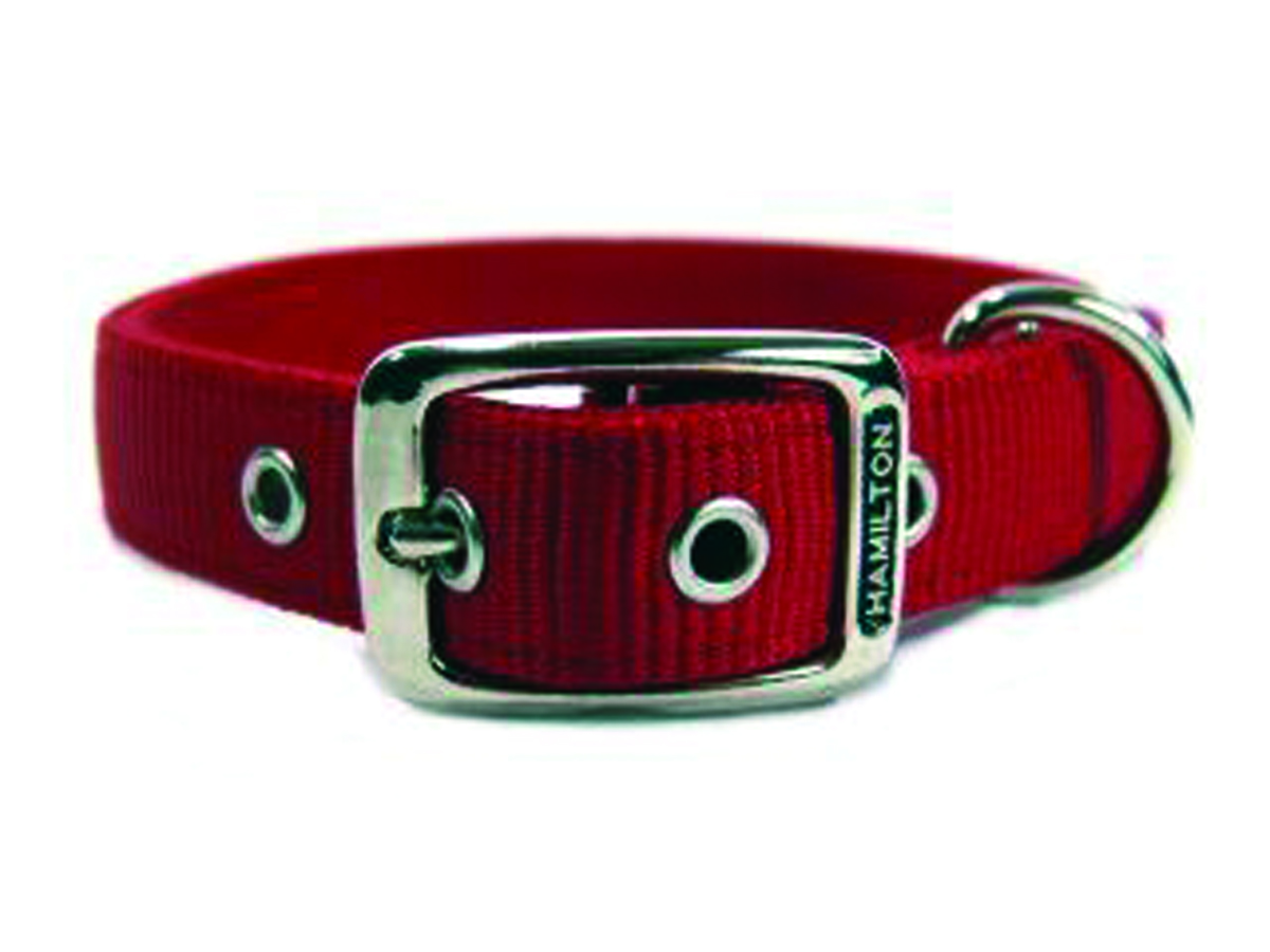 Deluxe Double Thick Nylon Collar - Red - 1" X 22"