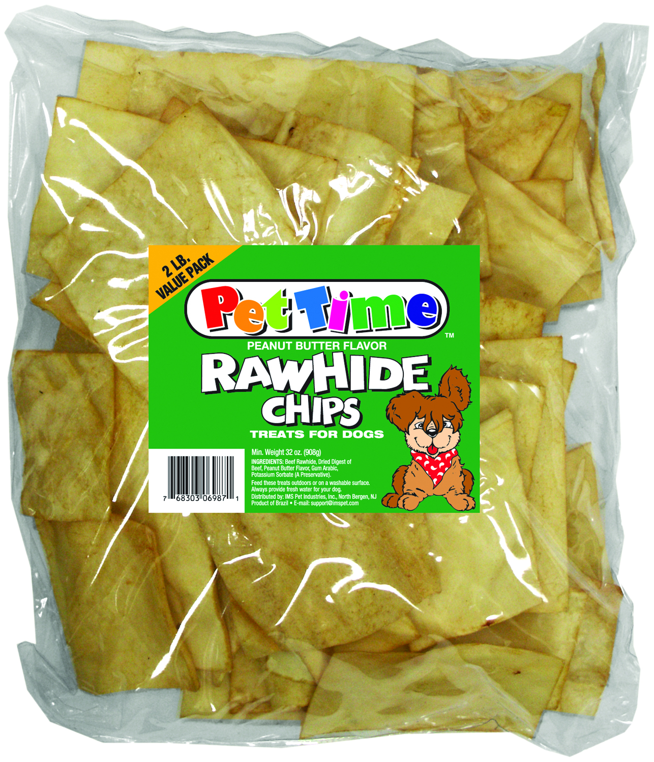 Tasty Peanut Butter Basted Rawhide Chips - 2lbs.